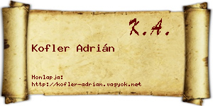 Kofler Adrián névjegykártya